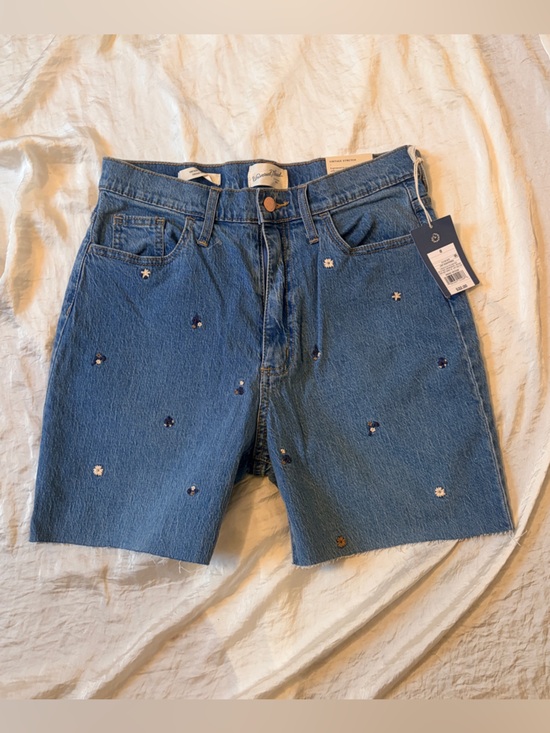 Universal Thread Pants - Women's Floral Embroidered Blue Denim Shorts